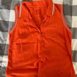 Orange sleeveless polo dress